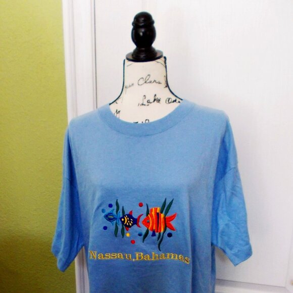 Nassau Bahamas Embroidered Tropical Beach Dress Tunic 1X 2X 3X - Picture 1 of 4